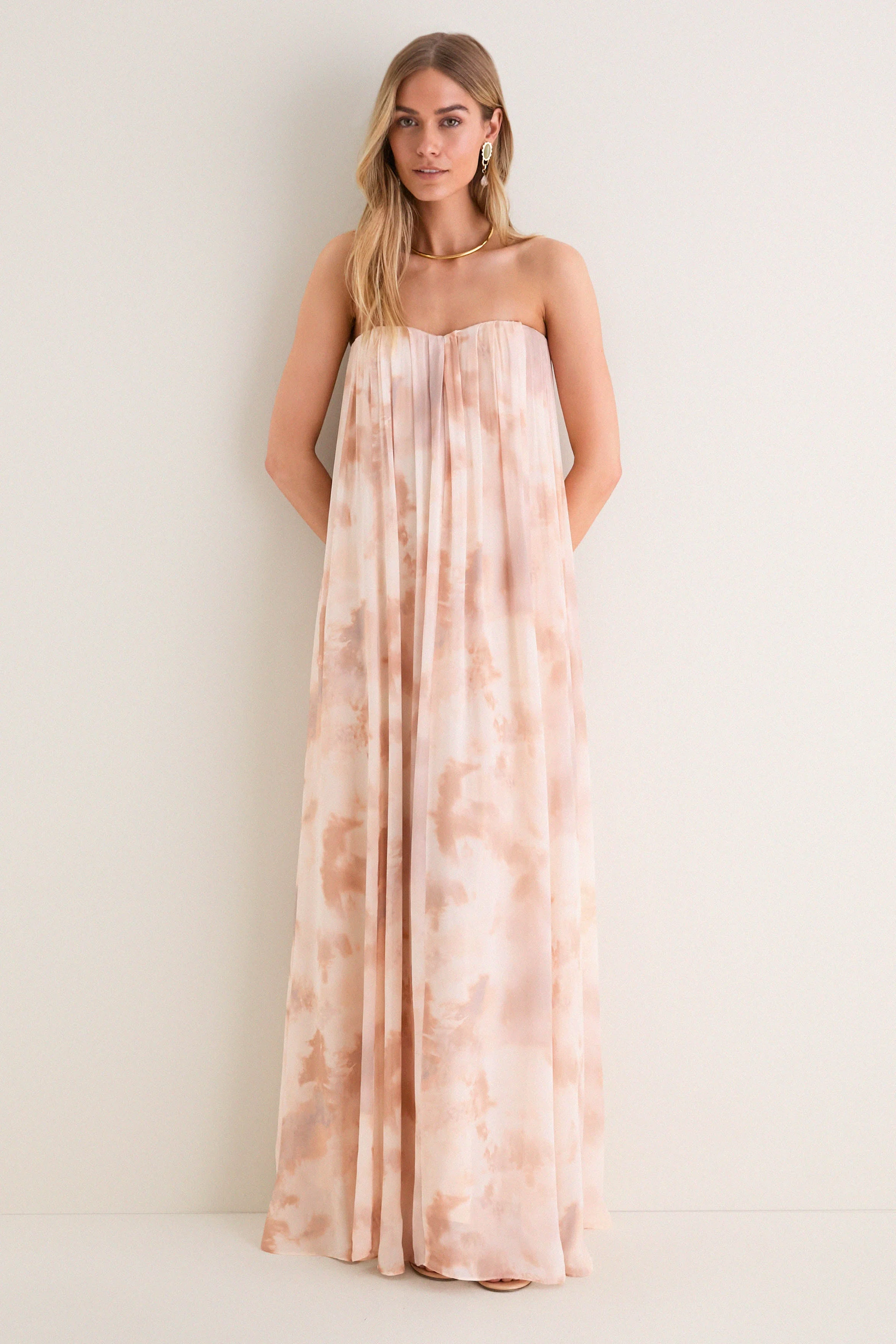 Frappe Multi Tie Die Raine Wire Strapless Gown