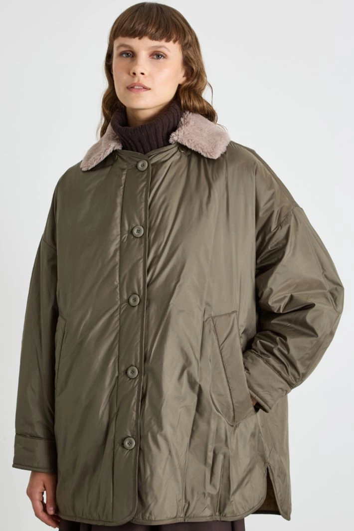 Reversible water-resistant padded jacket - OLIVE GREEN