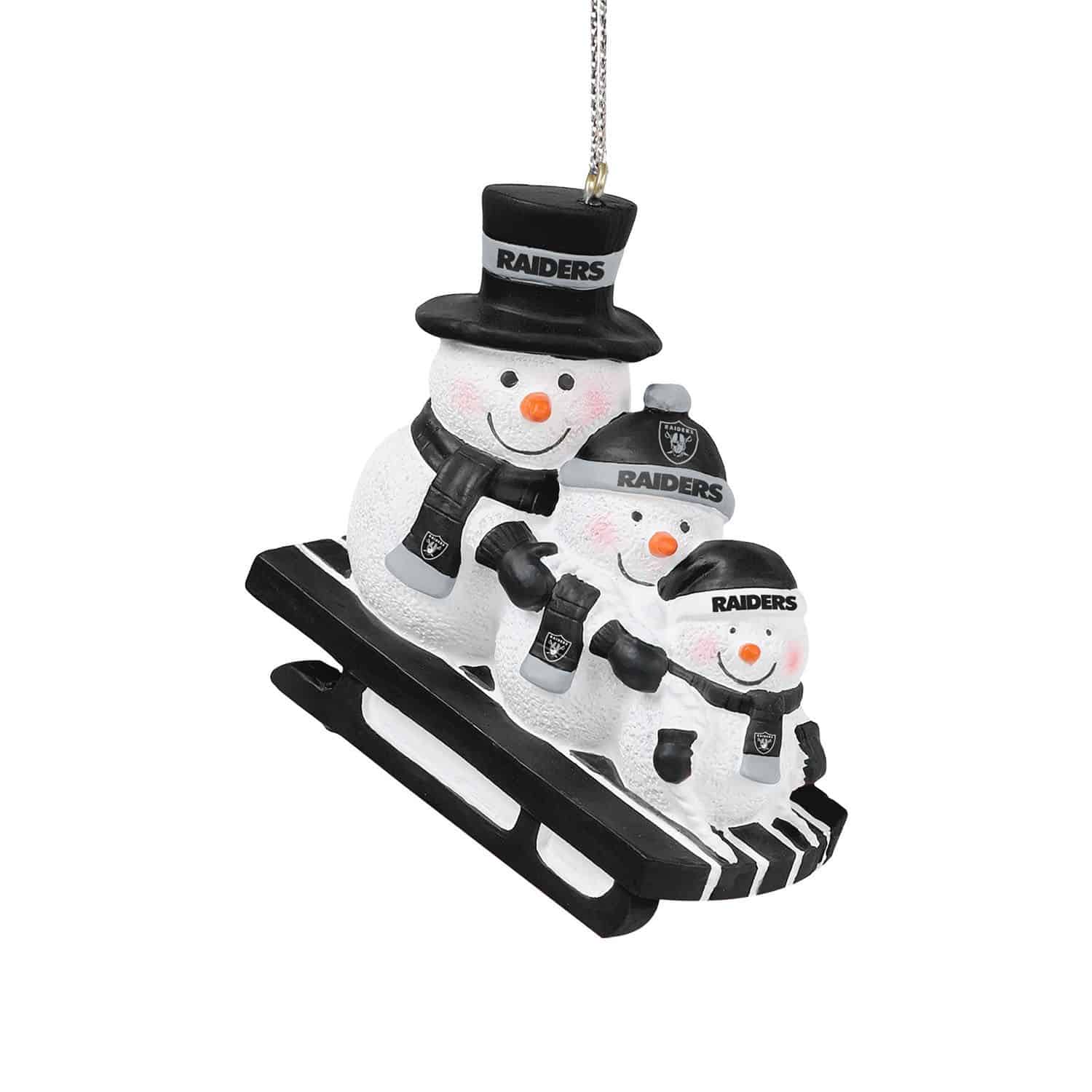 Las Vegas Raiders NFL Sledding Snowmen Christmas Ornament