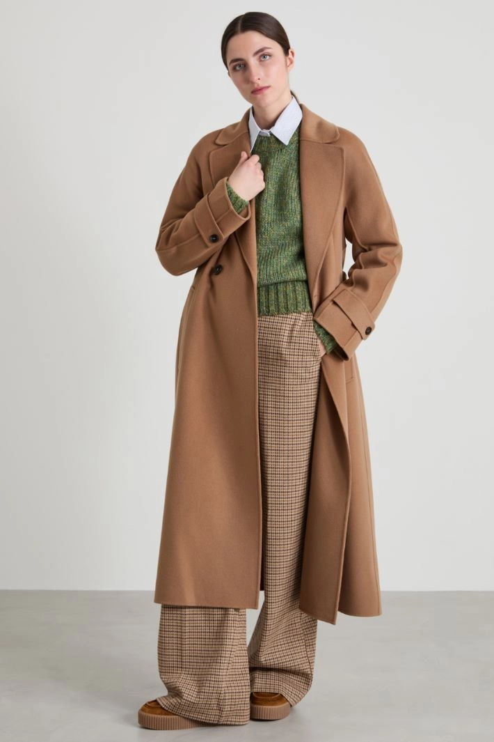 Jacquard flannel trousers - BEIGE