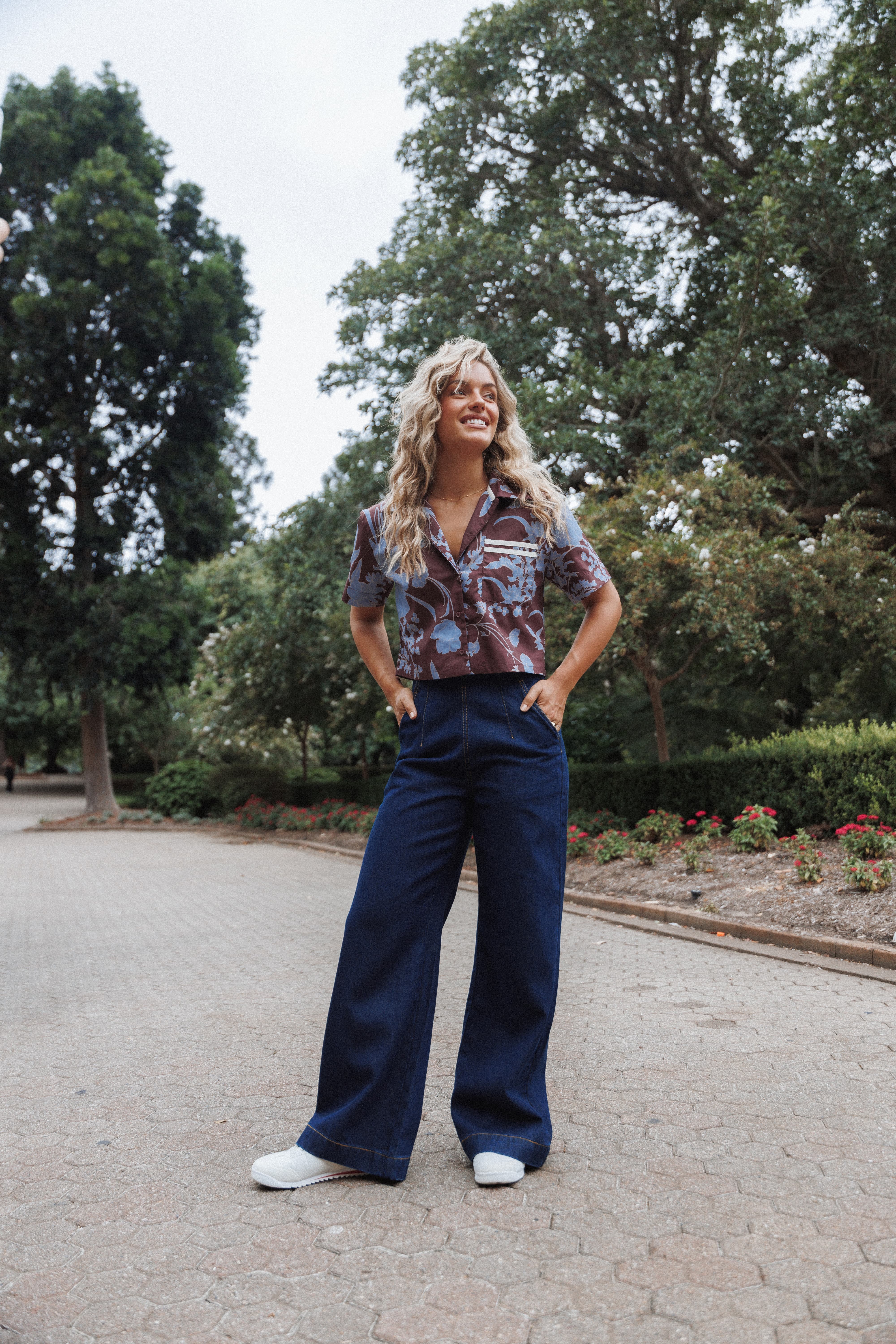 Evandra Straight Leg Denim Trouser Pant - Indigo