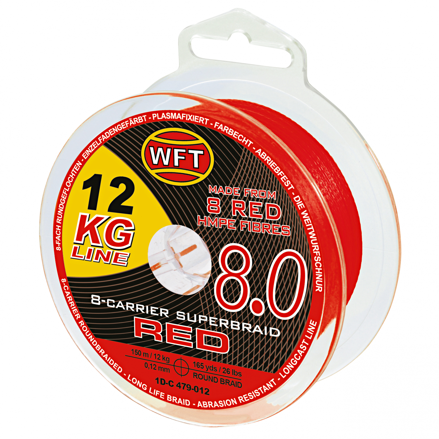 WFT Fishing Line KG 8.0 8-Carrier Super Braid (red, 600 m)