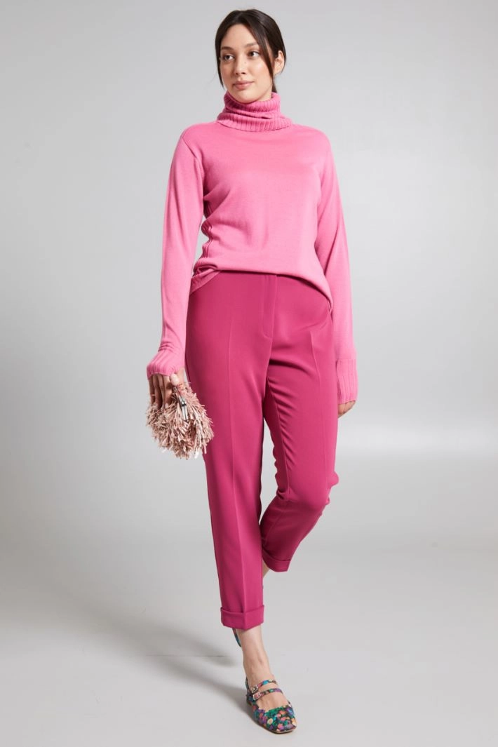 Turn-up trousers - RASPBERRY