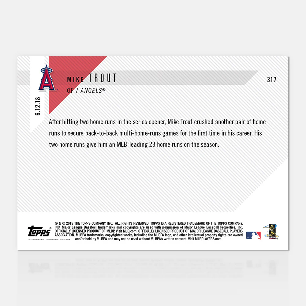 Mike Trout - 06/12/2018 TOPPS NOW® Card 317 - Print Run: 721