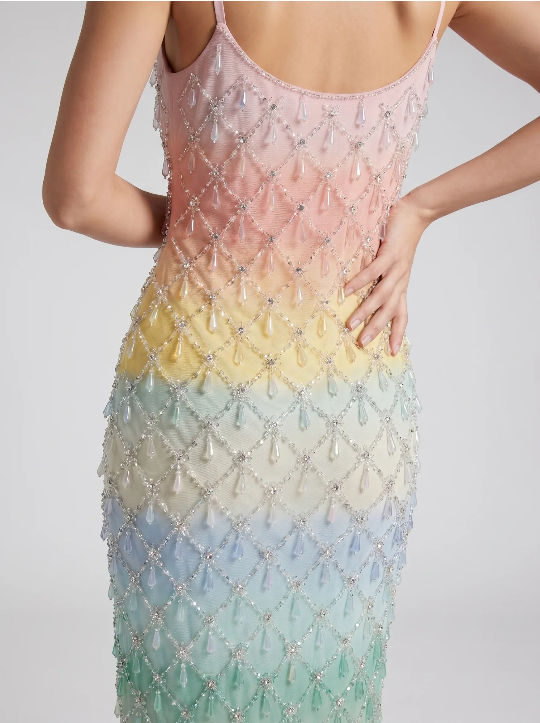 Calliope Luxury Crystal Rainbow Maxi Party Dress