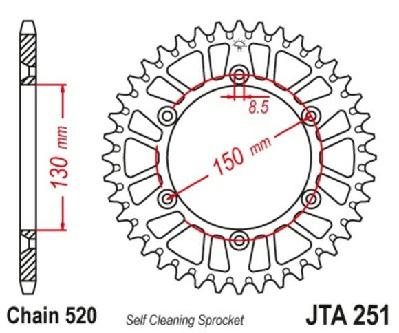 Couronne JT. aluminium ultra-light 251 - 520Ref : JTC00511A / 1096568001