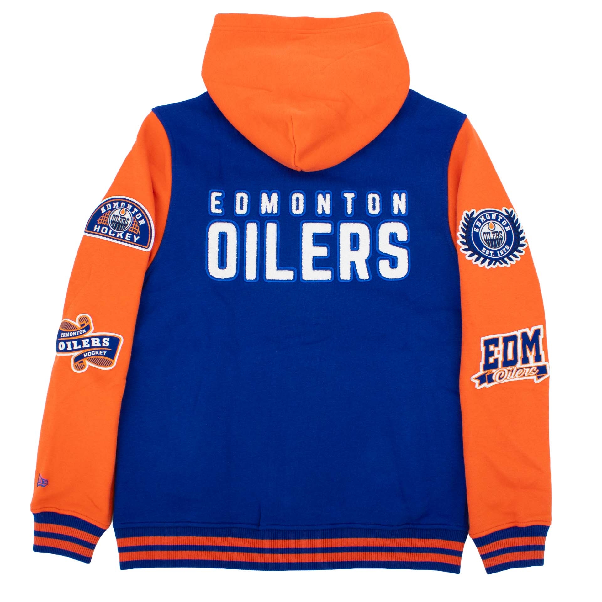 Edmonton Oilers Full Snap Patch NHL Jacket Blue/Orange