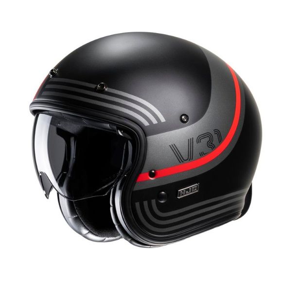 HJC V31 jet helmet - BYRON - Black / RedRef: HJ1049