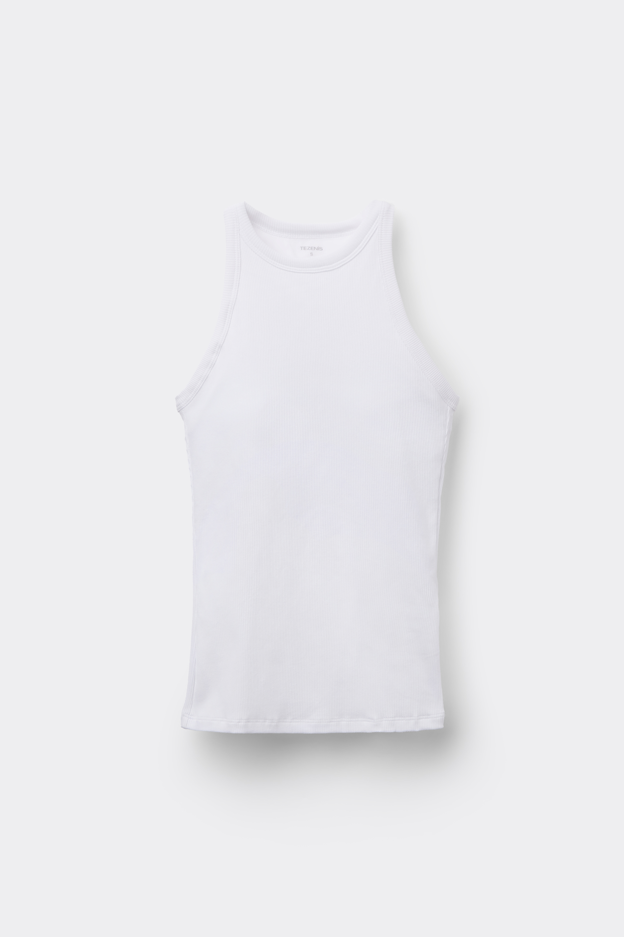 Ribbed Cotton Racerback Vest Top with Integrated Cups