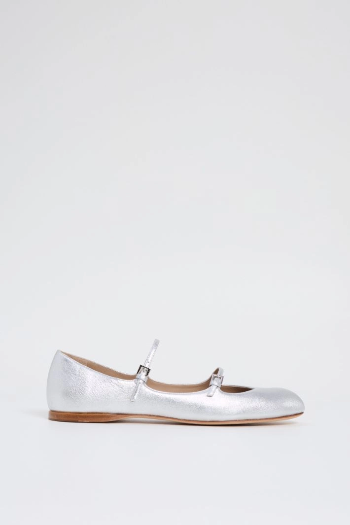 Ballerinas in laminated nappa - SILVER