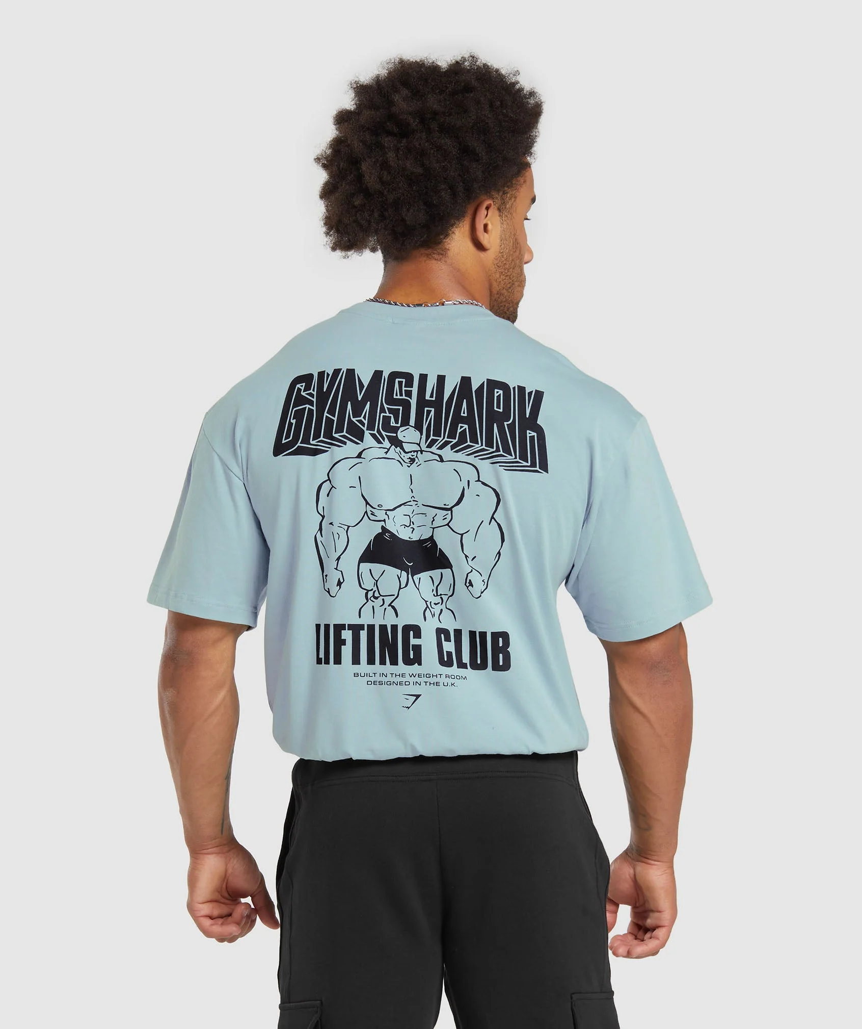 Cartoon Lifting T-Shirt Salt Blue