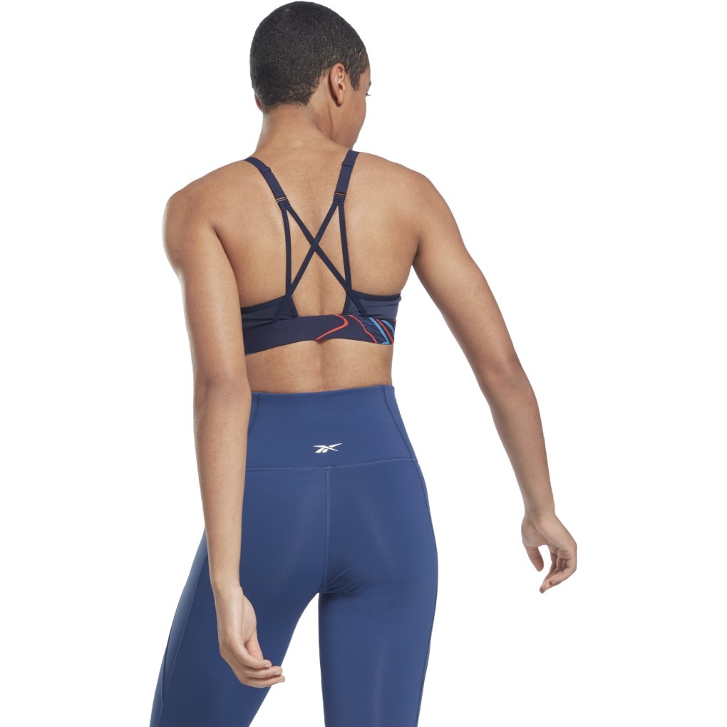 Reebok Lux Nature Grown Print Strappy Sports Bra Women - vector navy