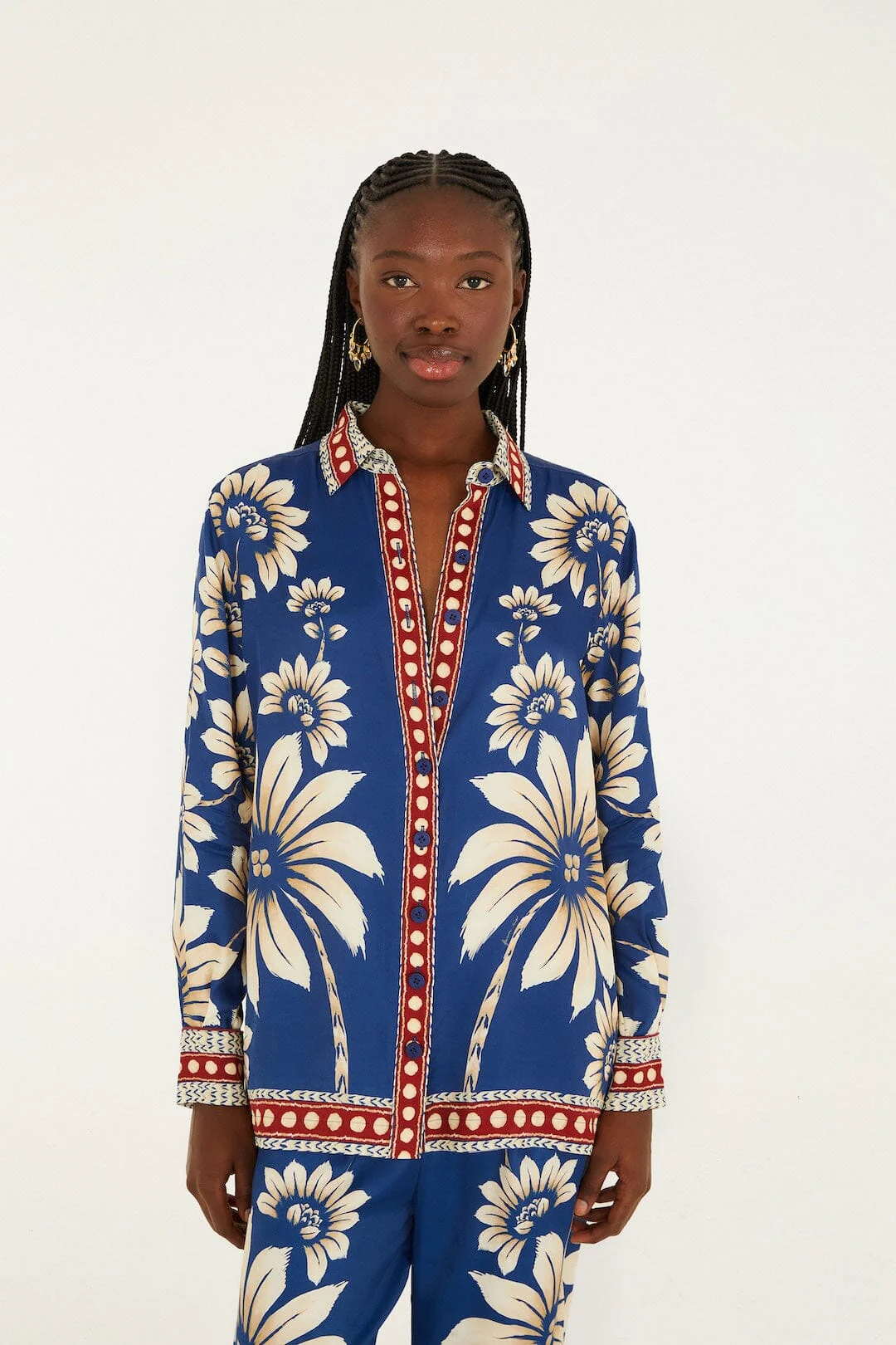 Blue Luna Collared  Pajama Shirt