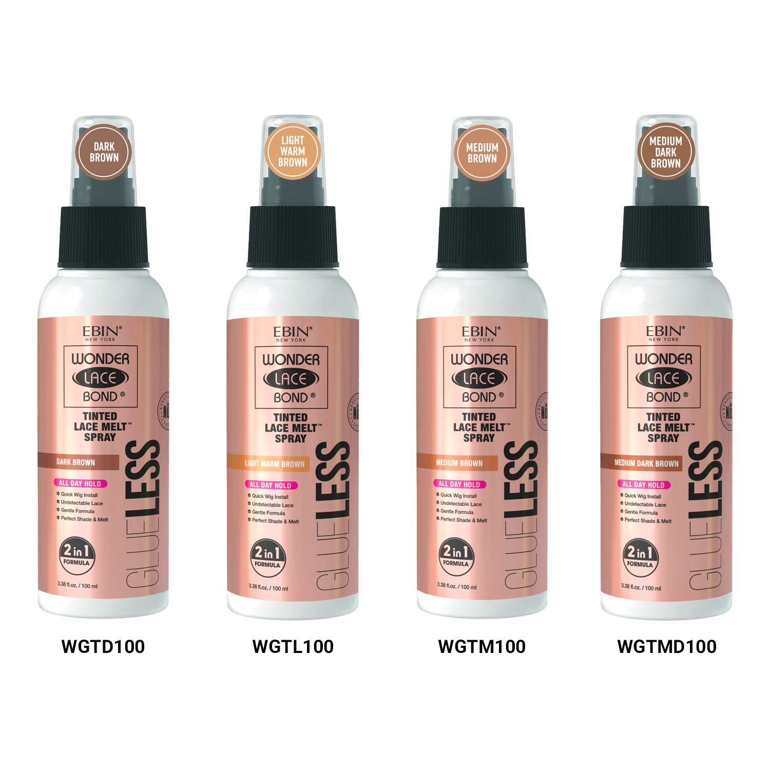 Ebin New York Wonder Lace Bond Glueless 2 in 1 Tinted Melt Spray 3.38oz/ 100ml