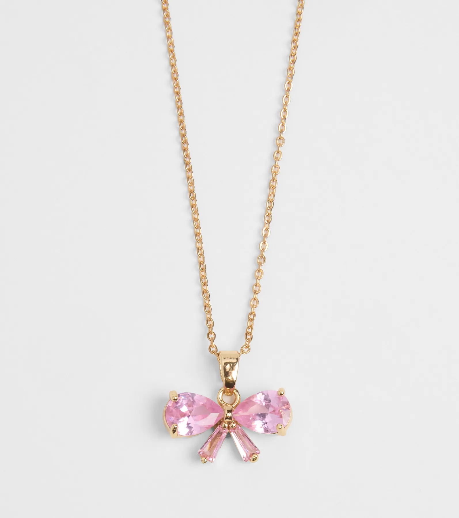 Dainty Glam Cubic Zirconia Bow Charm Necklace