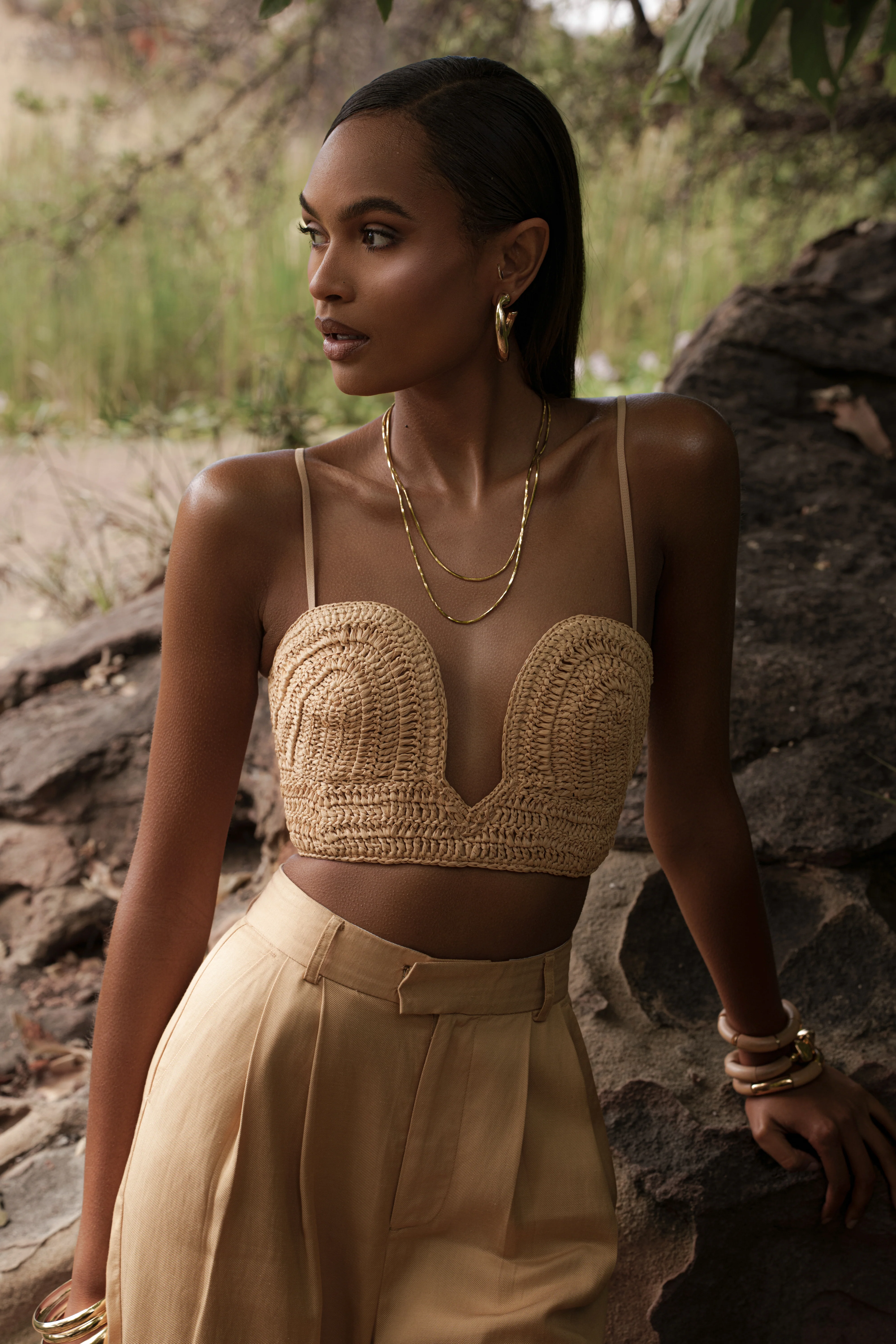 Beige Sail Away Texture Bustier