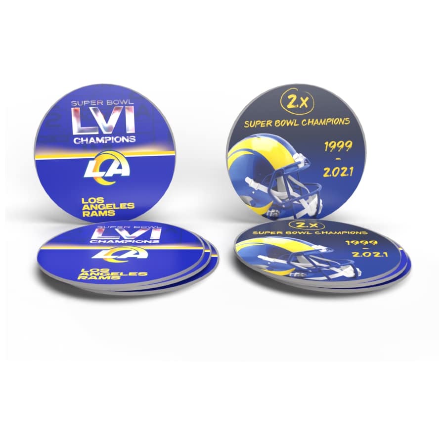 Los Angeles Rams Super Bowl 2X Champions NFL Coasters Set (8-Piece)
