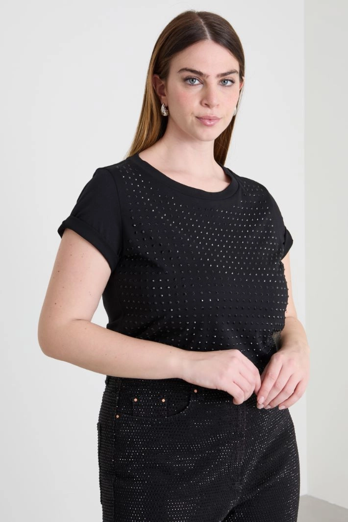 Rhinestone T-shirt - BLACK