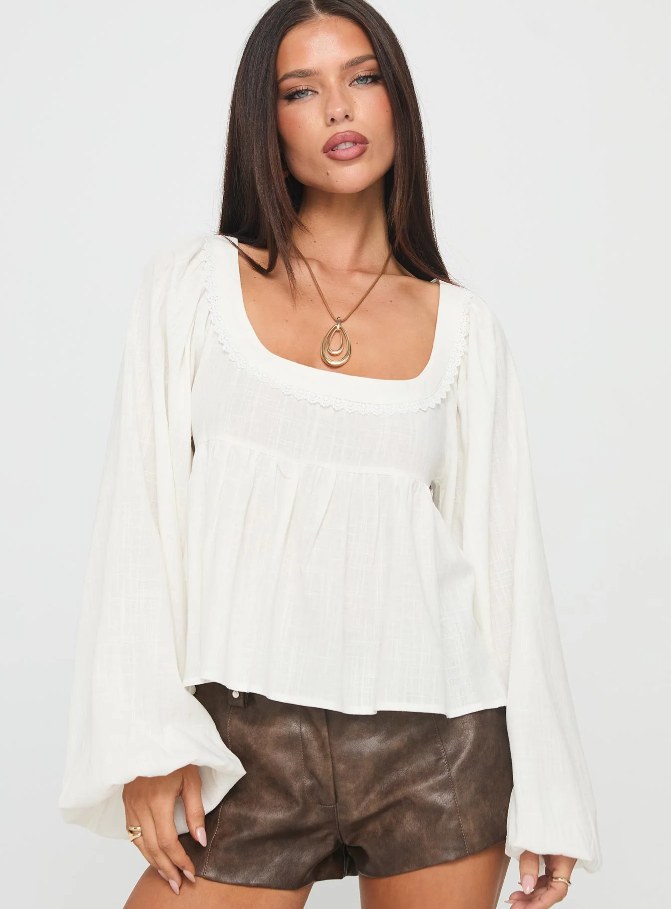 Benjie Long Sleeve Top White