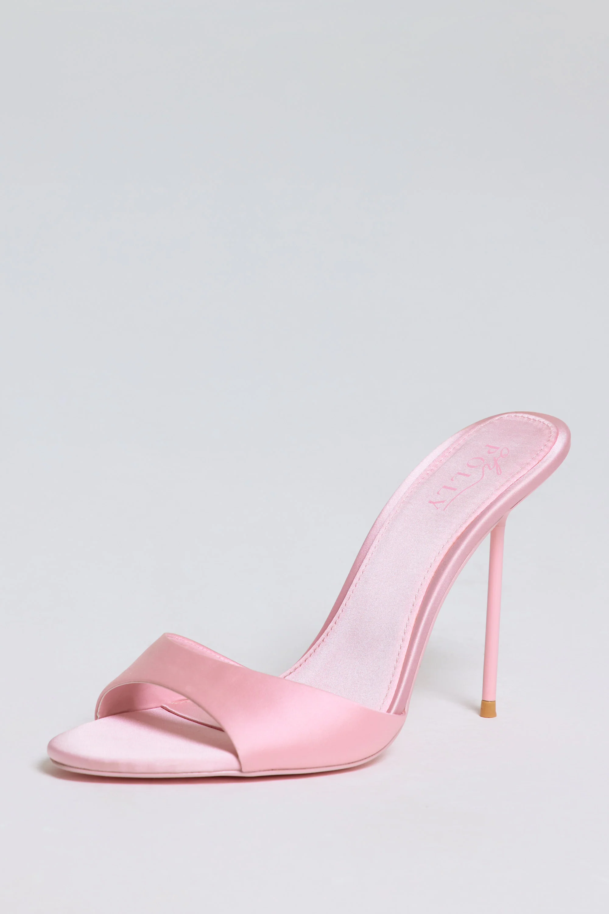 Heeled Mule Sandal in Soft Pink