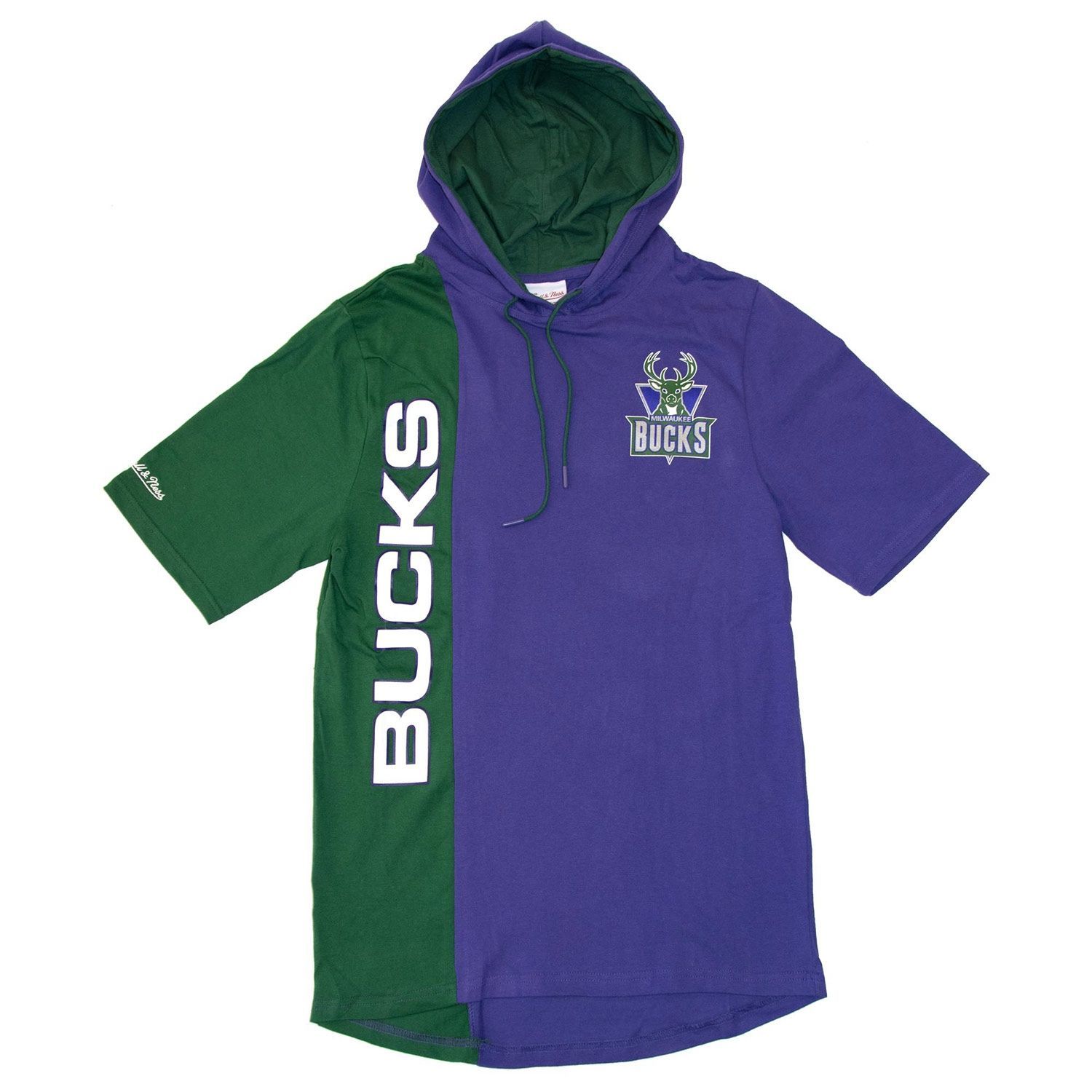 Milwaukee Bucks Split Mitchell & Ness Short Sleeve NBA Hoodie