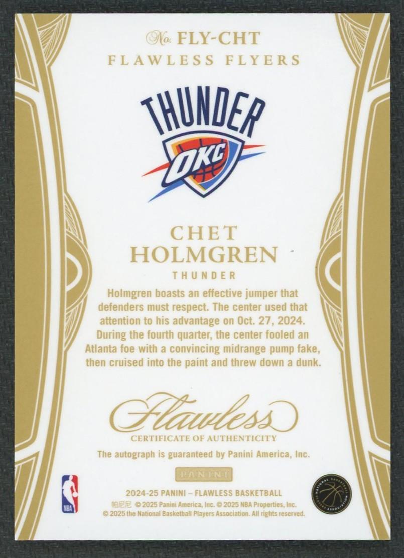2024/25 Panini Flawless Chet Holmgren Flawless Flyers Ruby Auto /15