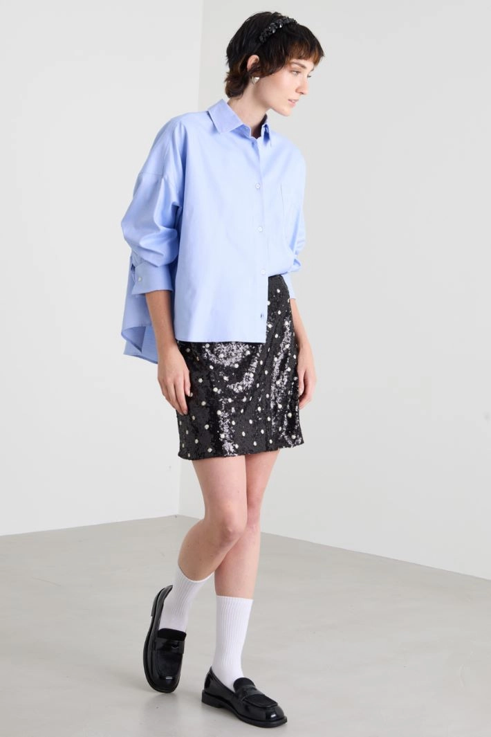 Boxy poplin shirt - LIGHT BLUE