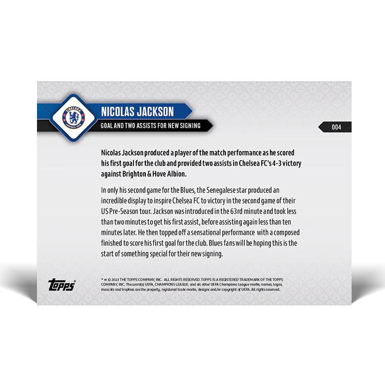Topps UK - Goal and two assists for star man - CHELSEA TOPPS NOW® Card #004