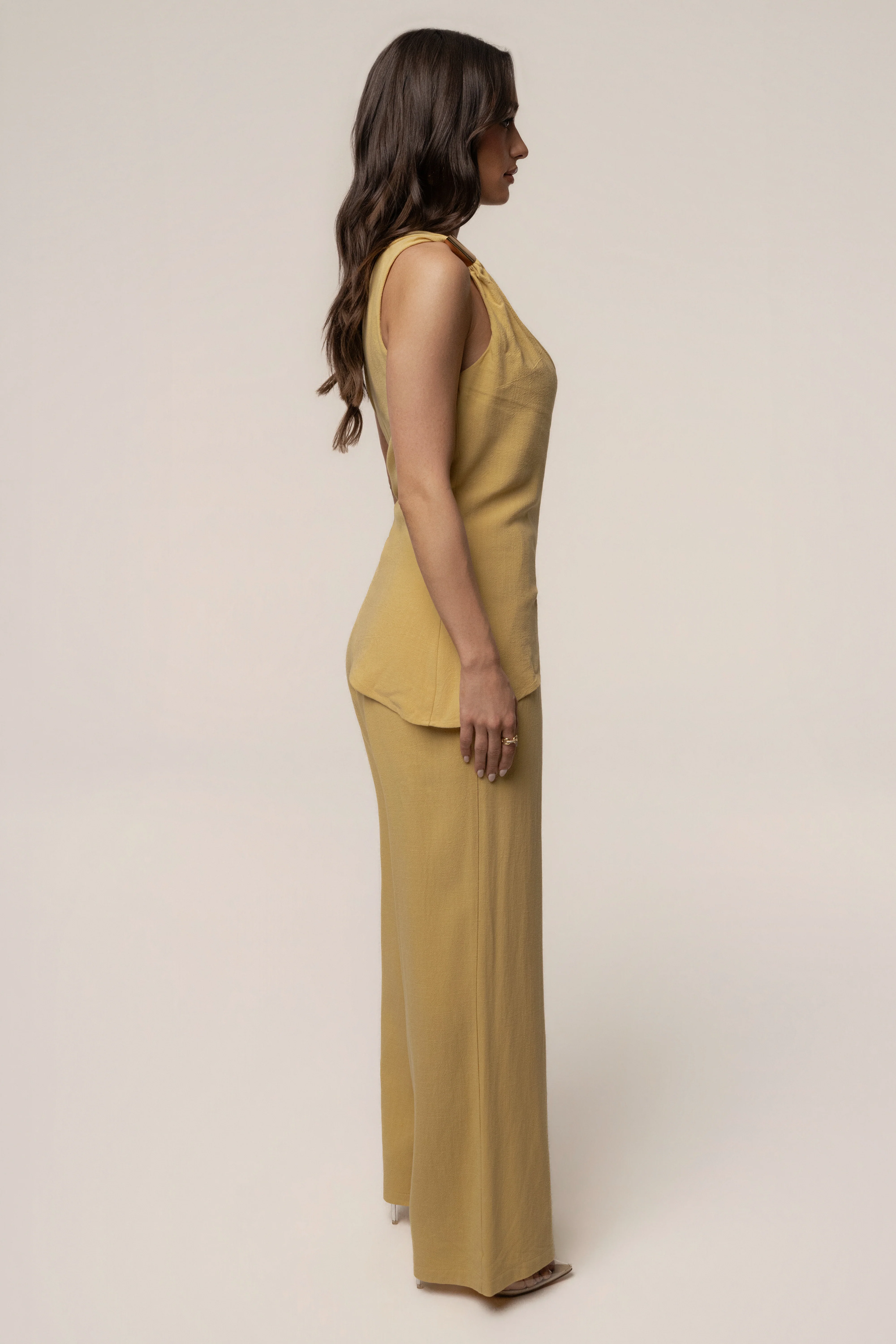 Yellow Thea Linen Pants