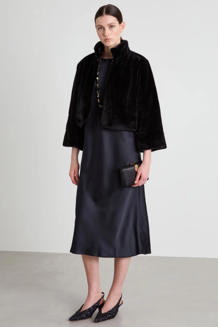 Jacket in soft and warm fabric - BLACK