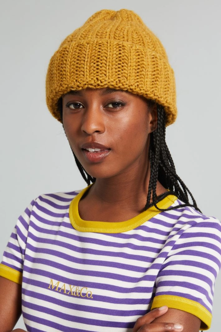 Turn-up beanie hat - MUSTARD