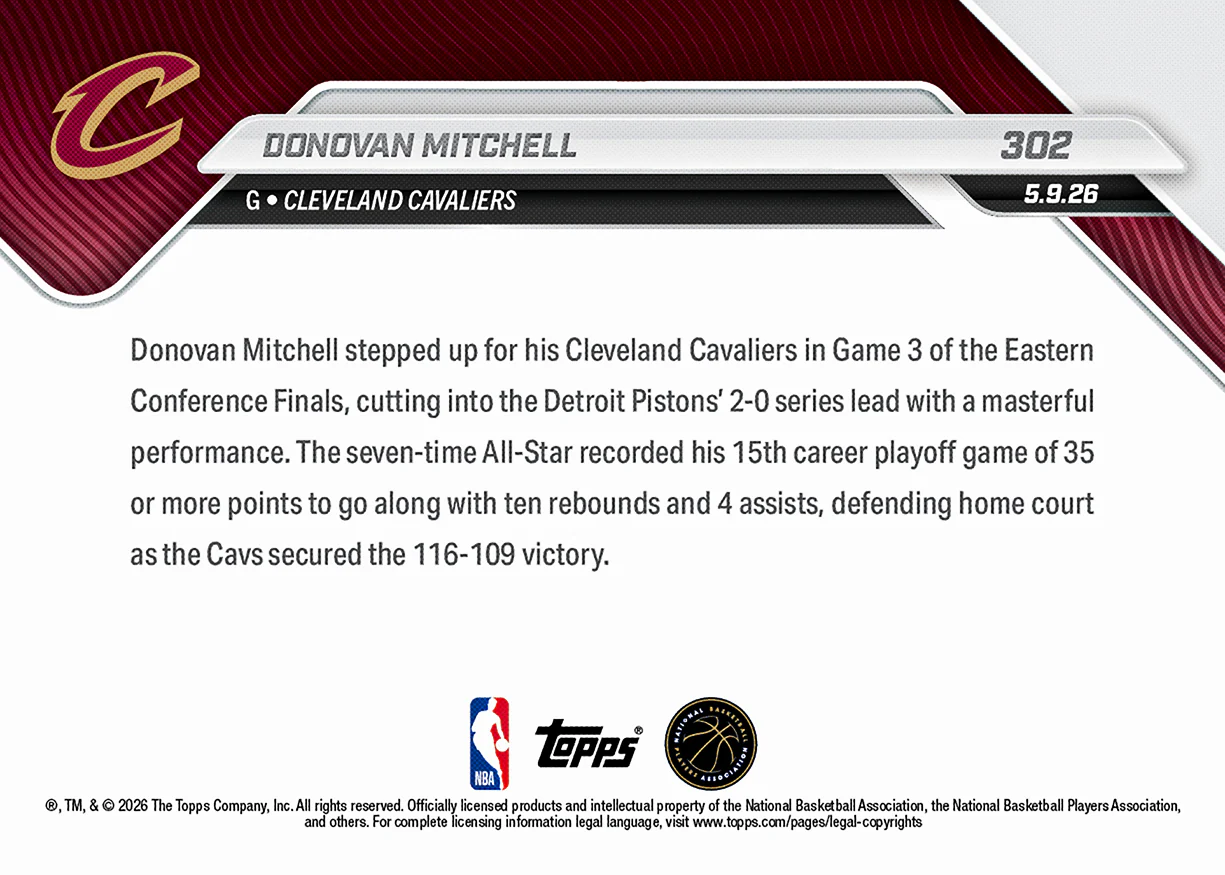 Donovan Mitchell - 2025-26 NBA Topps NOW® - Card 302 - PR: 442