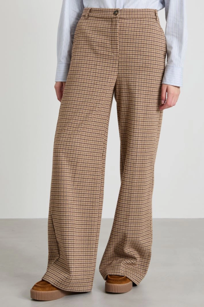 Jacquard flannel trousers - BEIGE