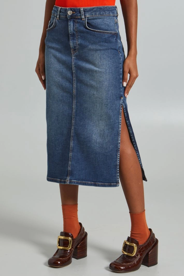 Denim midi skirt - BLUE