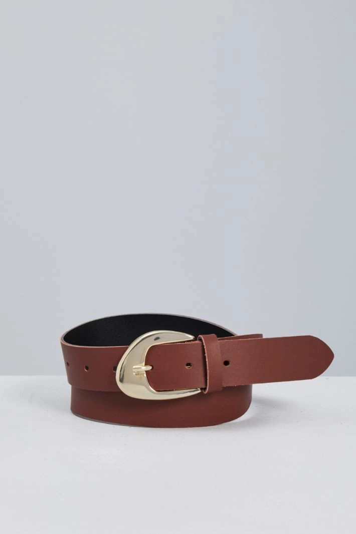 Belt with asymmetric buckle - BROWN GOLD