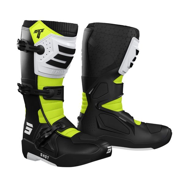 Bottes cross Shot RACE 4 - BLACK WHITE NEON YELLOW 2023 - Noir / JauneRef : SO2224