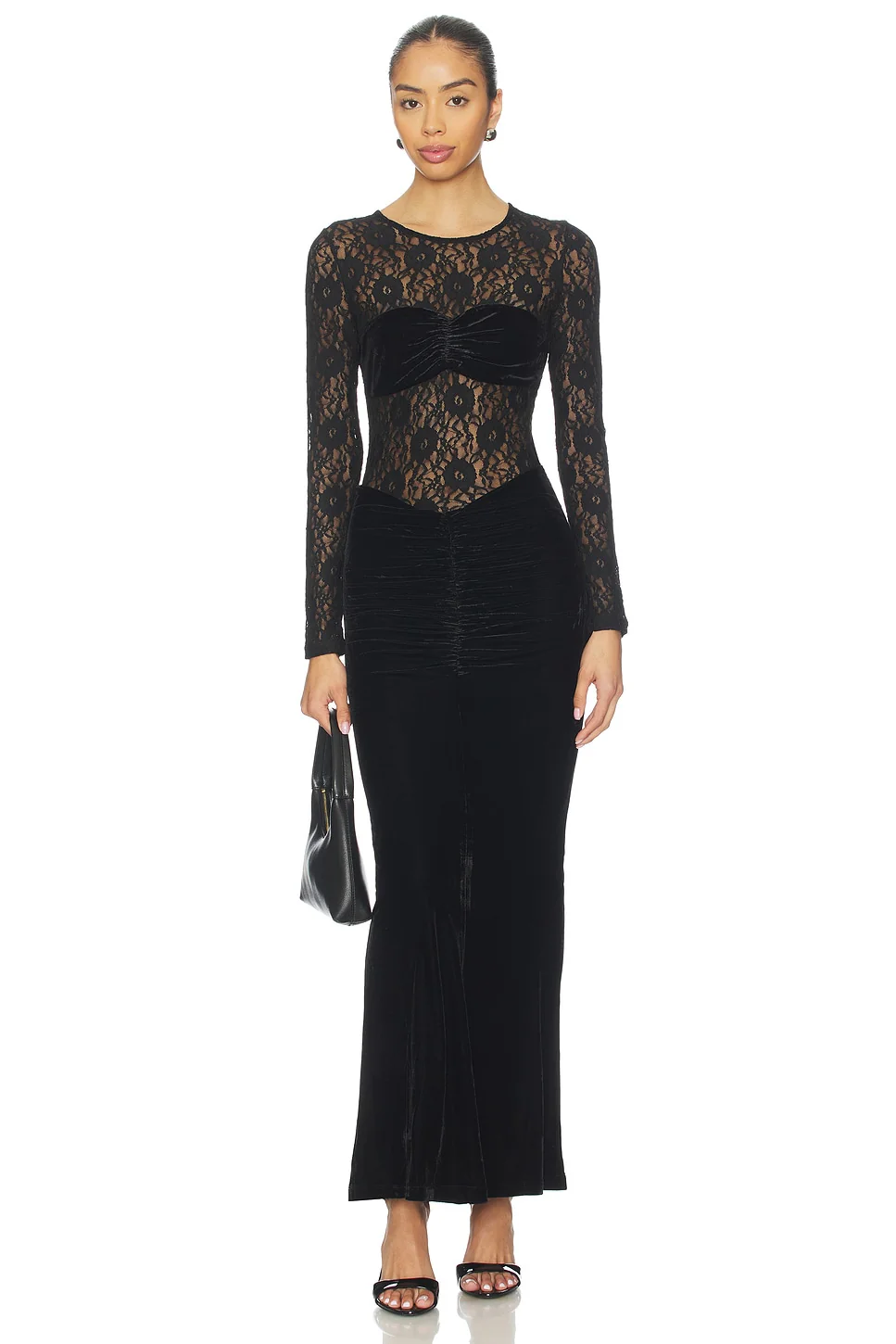 Helenie Velour Lace Maxi Dress