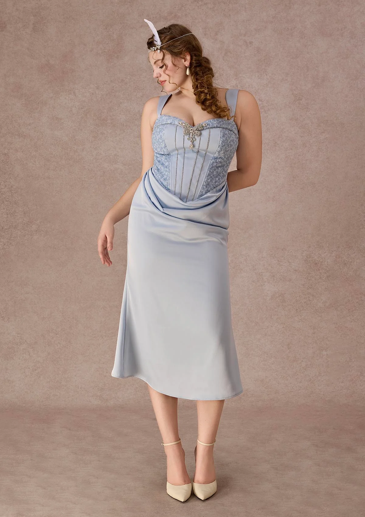 Curve&Plus Moonlit Coral Dress