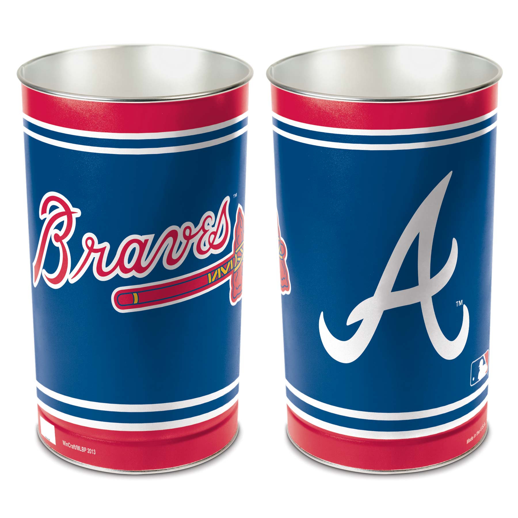 Atlanta Braves MLB Metal Wastebasket