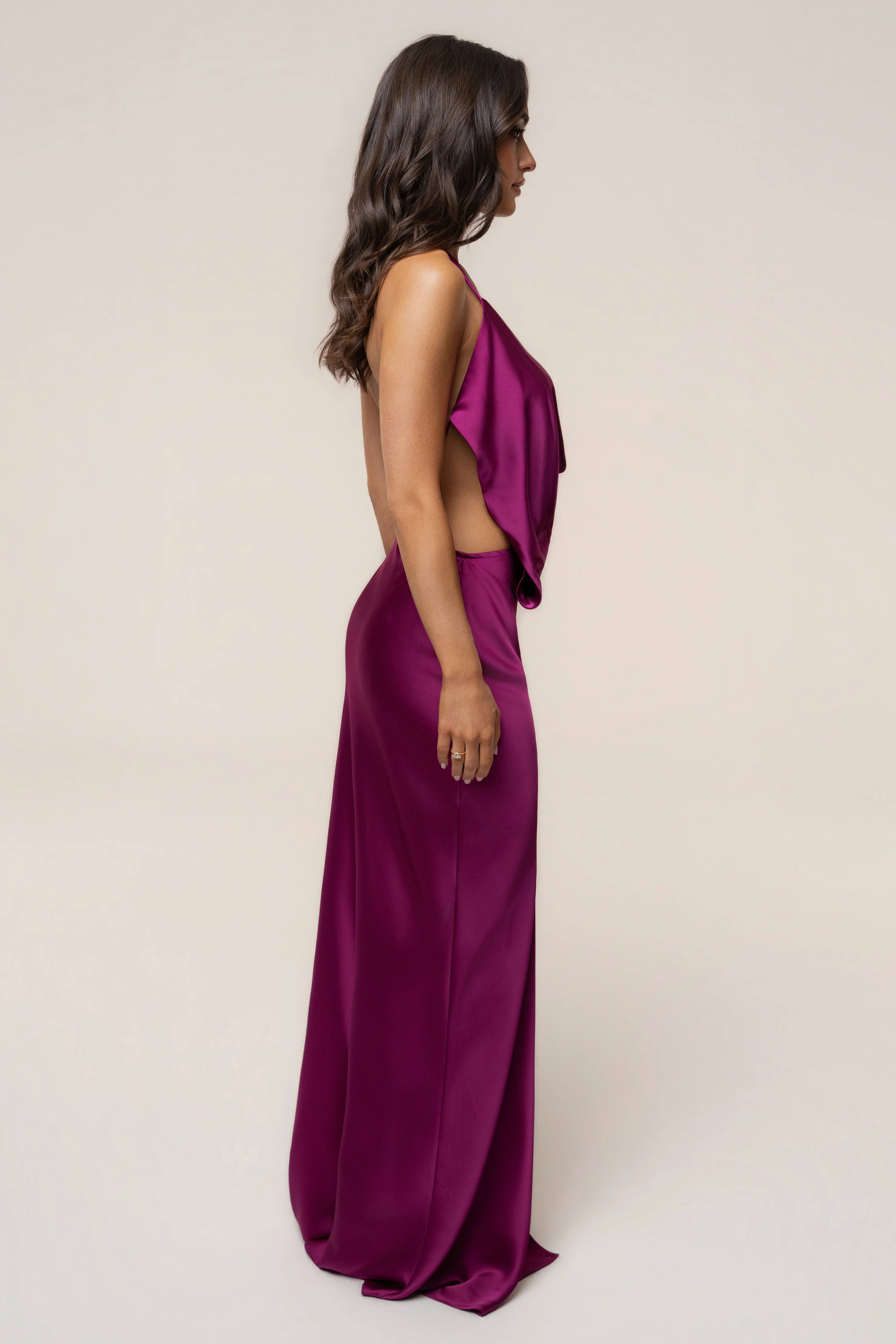 Fuchsia Delmara Cowl Maxi Dress