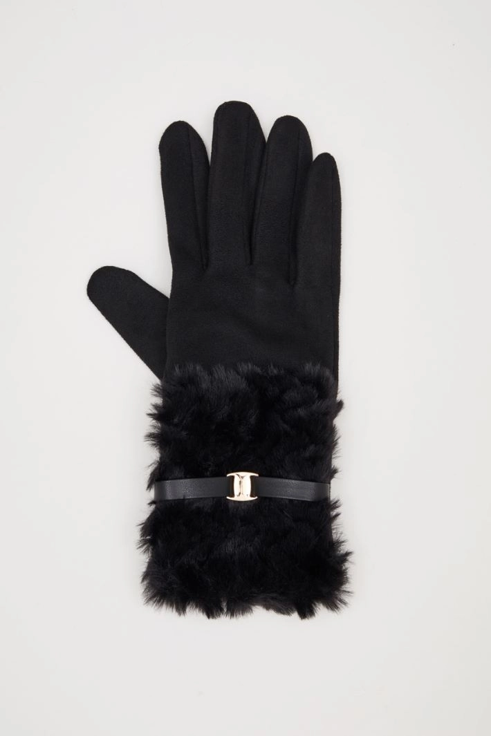 Velvet-effect gloves - BLACK