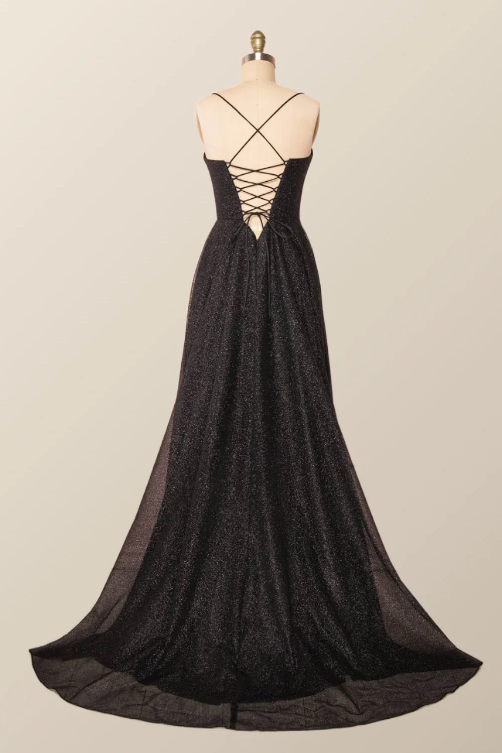 Cowl Neck Black A-line Long Formal Dress