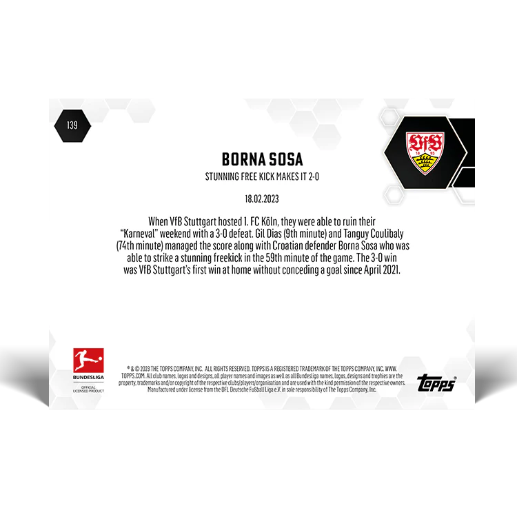 Topps UK - Stunning Free kick makes it 2-0 - Bundesliga TOPPS NOW® Card #139
