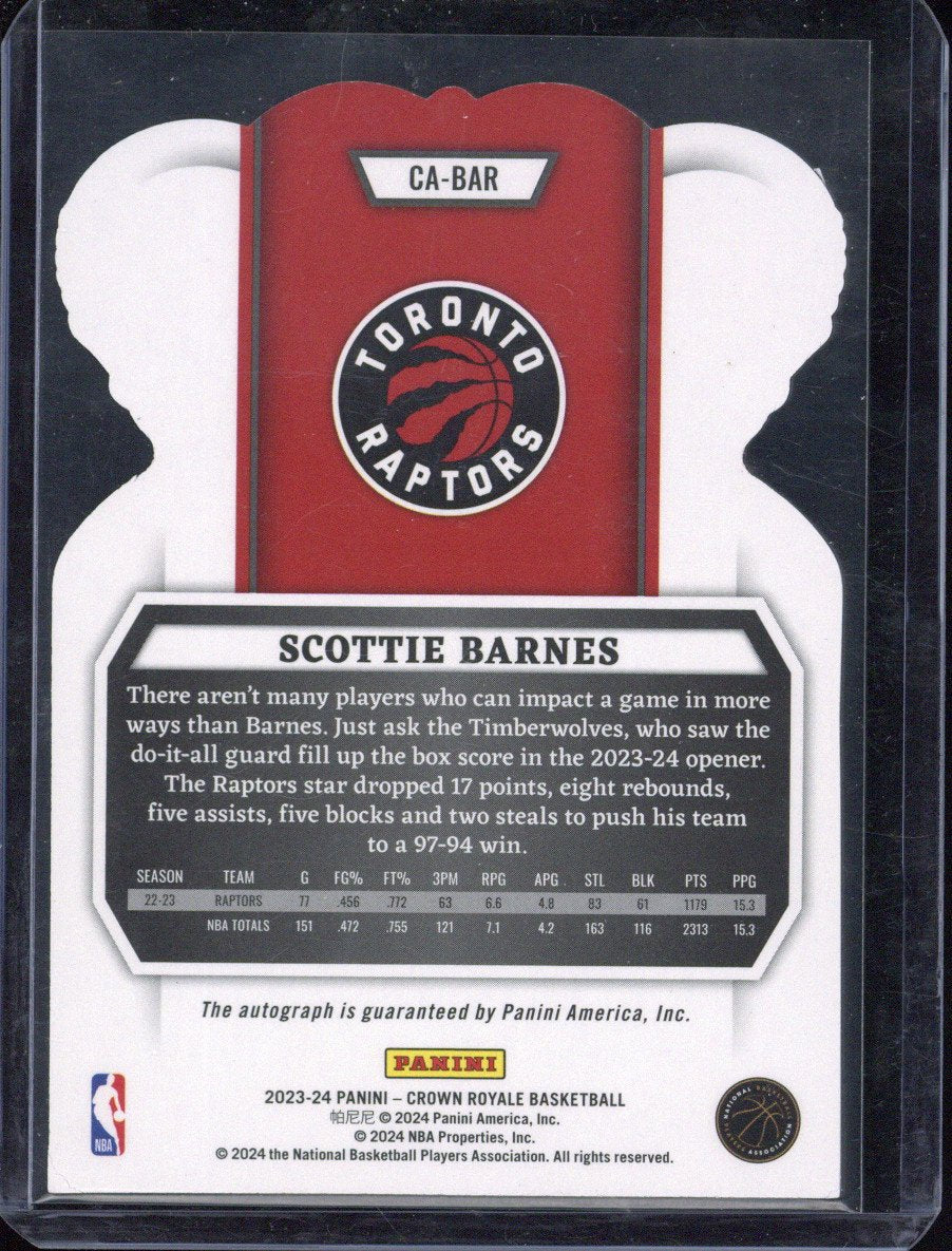 2023-24 Panini Crown Royale Basketball Scottie Barnes Autograph /8 #CA-BAR