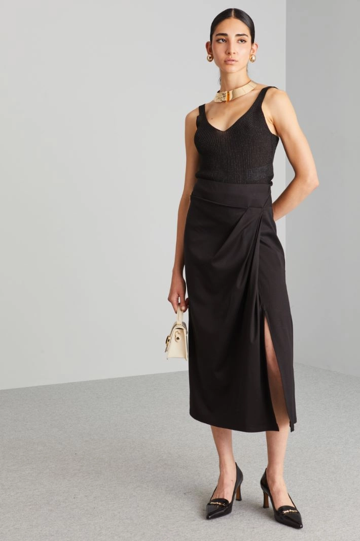 Knotted jersey skirt - BLACK