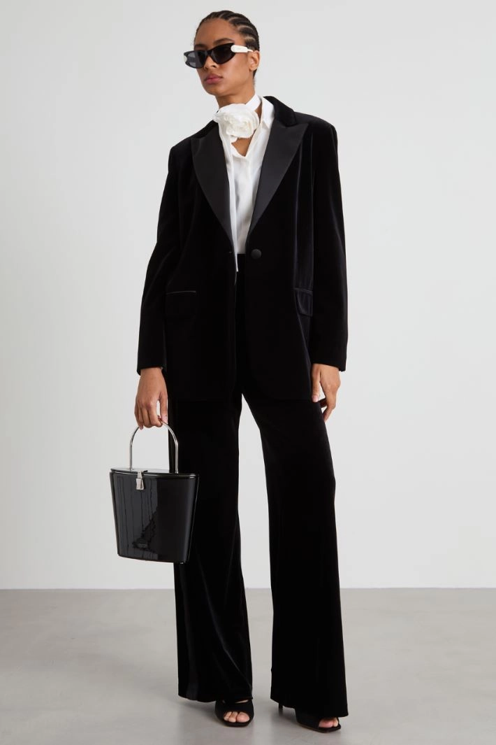 Velvet-jersey tuxedo blazer - BLACK