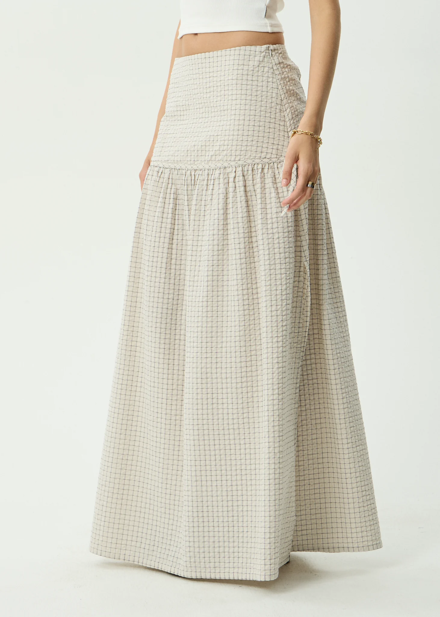 AFENDS Womens Nadia - Maxi Skirt - Reverb Moonbeam Check