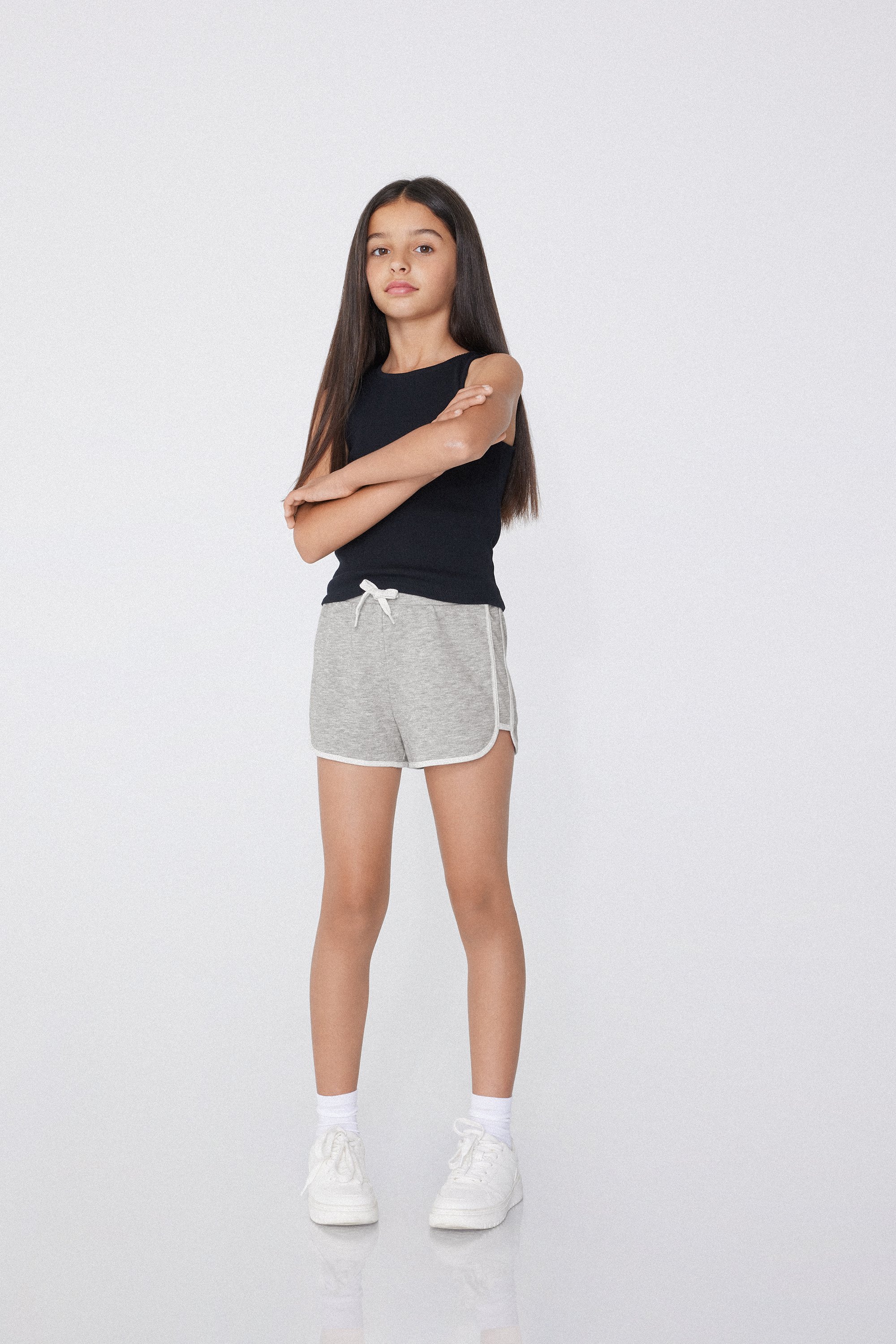 Girls' Cotton Fleece Shorts with Piping