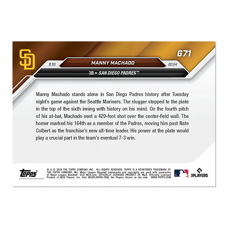 Manny Machado - 2024 MLB TOPPS NOW® Card 671
