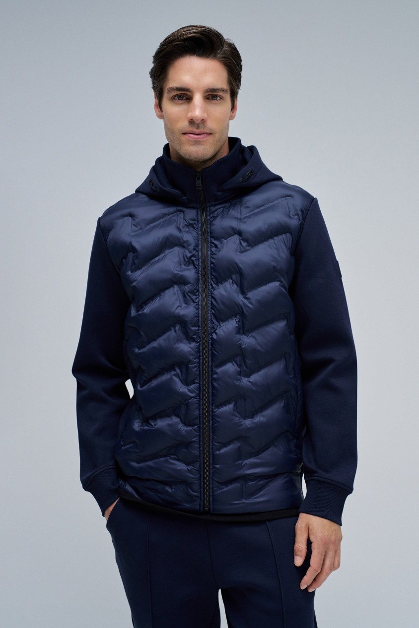 PADDED COAT WITH MIXED MATERIALS